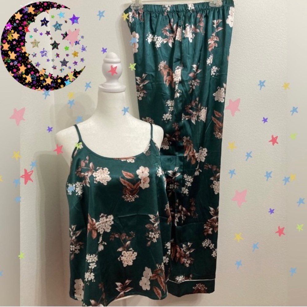 EC Ekouaer Shade of Green & White Floral Intimates Size Large - Picture 12 of 13